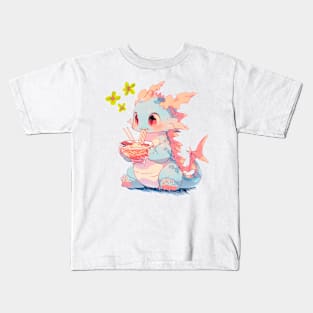 Dragon eating ramen Kids T-Shirt